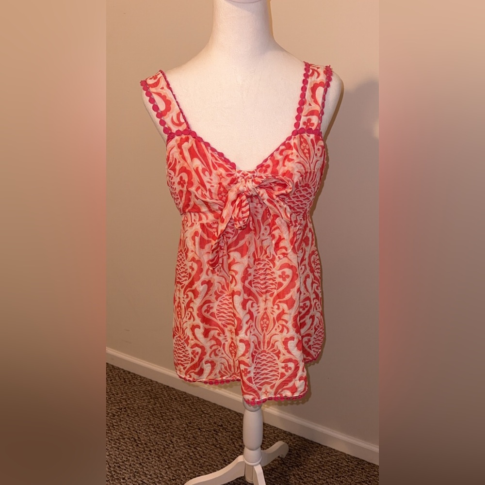 Kate Spade Look for the Silver Lining Pineapple Silk Top Size 8 - Picture 1 of 6